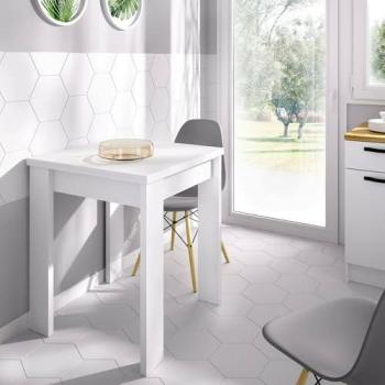 Mesa extensible blanca, consola auxiliar plegable, 79/134x67h79 cm
