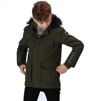 Regatta Kids Proktor Parka – wasserabweisend, isoliert, S, dunkelkakigrün