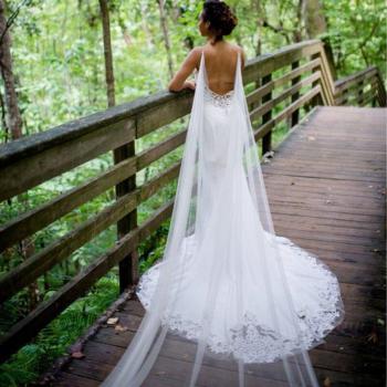 Écharpe nuptiale longue en tulle