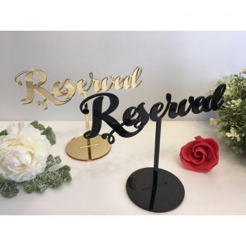 Freestanding Reserved Sign for Wedding Reception Tables – Gold/Black Acrylic
