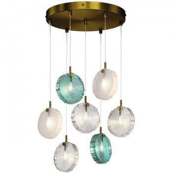 Lámpara colgante Maytoni Frozen, 7 luces, acabado latón y cristal