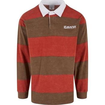 Karl Kani OG Sport Rugby Shirt Damen Gr. XS Schwarzbraun‑Rot gestreift, amerikanischer Ausschnitt