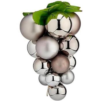 Boules de Noël compactes, raisins argentés, 14x14x25 cm