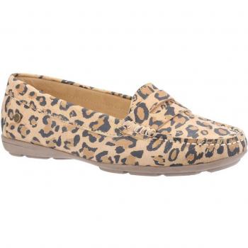 Hush Puppies Ladies Margot Leopard Print Suede Loafers (Brown/Black)