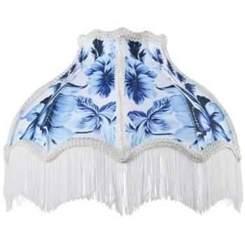 Handmade Blue Floral Victorian Shade – 14 White‑Trimmed by Happy Homewares