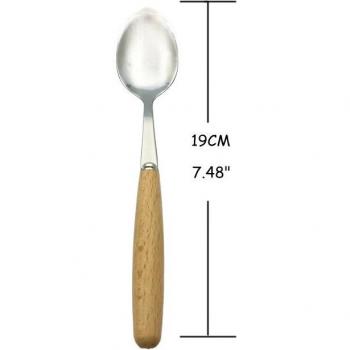 Juego de Cucharas de Acero Inoxidable y Madera (6 Piezas)