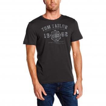 TOM TAILOR Herren T-Shirt Logo Tee, Größe L, Tarmac Grau