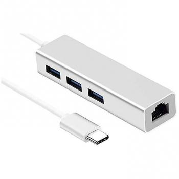 Hub USB-C avec 3 Ports USB-A et RJ45 Gigabit Ethernet