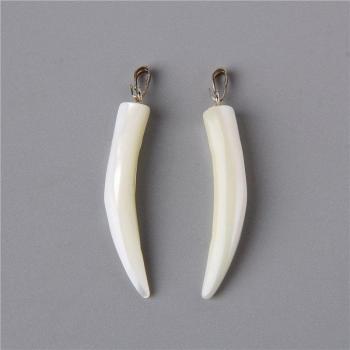 5/10PCS Long Tooth Shape Shell Pendant for Jewelry Making