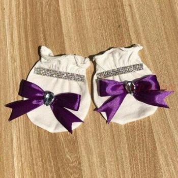 Cotton Gloves for Newborns with Crystal Decoration