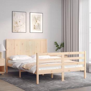 Cama 140x200 cm de Madera Maciza con Cabecera