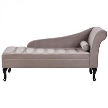 Chaise longue droite en velours taupe avec rangement Pessac