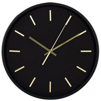 EPIKASA Reloj de Pared Kensington, Negro y Oro, 4,5x35x35 cm