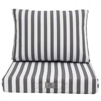 Coussin terrasse déhoussable 50×50 cm – Rayure gris foncé