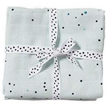 Windeltuch DREAMY DOTS (70x70) 2er Pack in blau