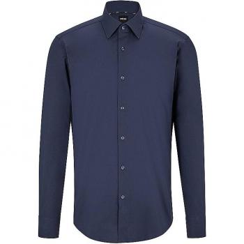 BOSS H-JOE Regular Fit Hemd Dunkelblau 45 mit Stretch