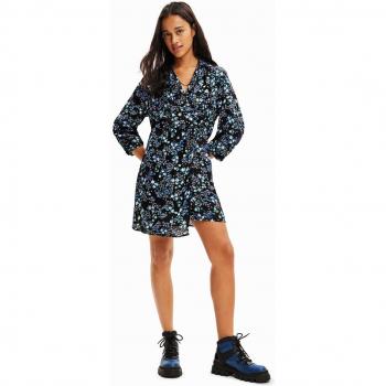 Blanco y Azul Desigual Corte Cruzado