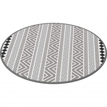 Outsunny Garten-Teppich rund 180cm mit Tragetasche Grau und Schwarz
