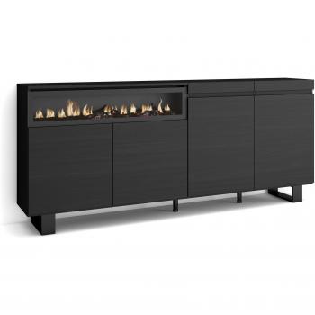 Aparador Negro con Chimenea Eléctrica y Estilo Moderno 200x35x87cm