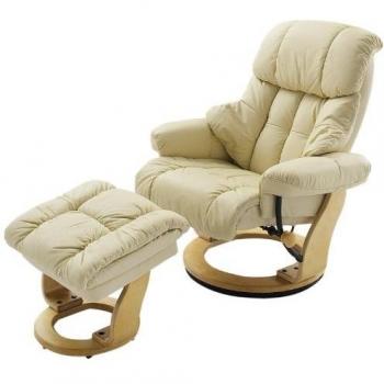 Robas Lund Sessel – TV‑Sessel, Echtleder creme, bis 130 kg, Modell Calgary