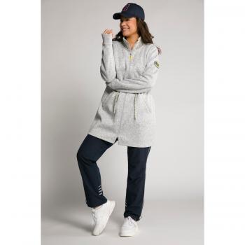 Giacca da donna in maglia e pile, taglio lungo, grigia, taglia 64/66, poliestere