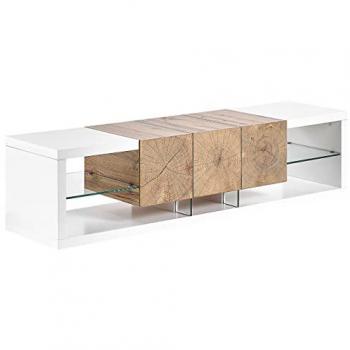 Beliani Fulerton TV Möbel 160 x 42 x 40 cm Weiß Heller Holzton