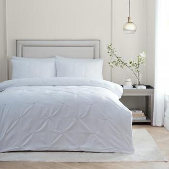 Light Beige Elysia Pinch Pleat 100% Cotton Duvet Set – Paoletti, Super King