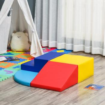 4-piece Soft Play Set Climb and Crawl Foam Toddler Stairs and Ramp