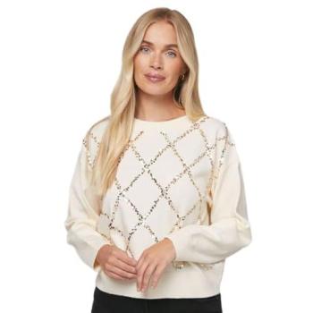 Elegant Ivory Sequin Jumper – Women's Petite, Medium