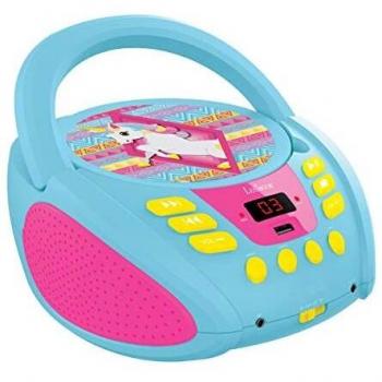 Lexibook Unicornio Reproductor CD Portátil con Toma Micrófono, Rojo Rubí, RCD105P2_04