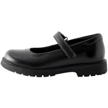 Chunky Leather Mary Jane Shoes for School, Wide Fit Black