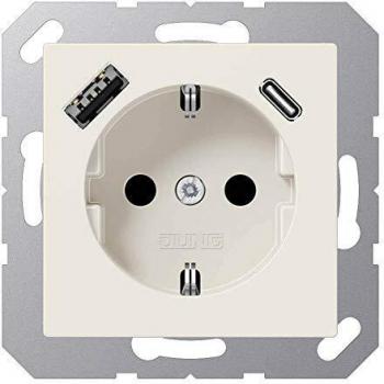 JUNG wandcontactdoos met USB A/C en randaarde