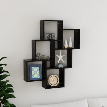 VidaXL Estante cubo de pared madera contrachapada negro 78x15x93 cm