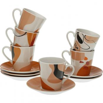Set di 6 tazze da tè con piattini Versa Katrien Porcellana Trasparente