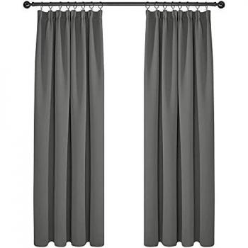 Deconovo Dicke Verdunkelungsgardinen Thermovorhänge 210x140cm Hellgrau 2er Set