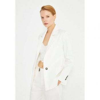 Just Like You Weiße Jacke mit Schulterpolstern und doppelter Knopfleiste