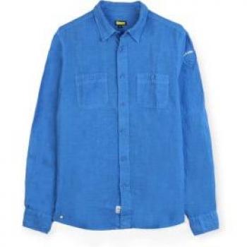 Blauer Camisa de Lino Azul M Casual