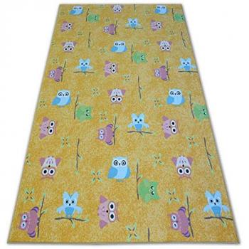 Tapis Enfant Jaune Hiboux 100x150 cm
