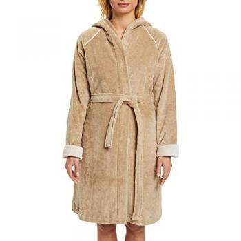 Esprit Damenbademantel »Cosy« mit Gürtel Kapuze kurz mocca