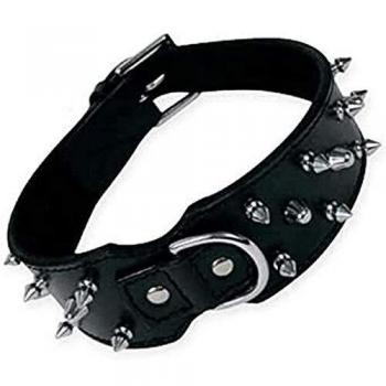 Collier Ranger en Cuir avec Pointes 3 Rangées