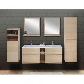 Mueble de baño con espejo y columnas Enio 140cm en roble