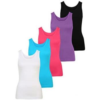 Unterhemd PETITE FLEUR Gr. 50/52 (50), N-Gr, bunt (pink, weiß, schwarz, lila, türkis) Damen Unterhemden aus weicher Doppelripp-Qualität, Tanktop, Unterziehshirt