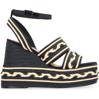 Castañer Women's Black Raffia Platform Sandals Size 10 US