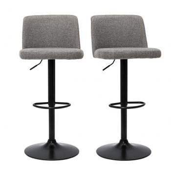 Sgabelli da bar MONTI regolabili in tessuto grigio effetto velluto (set di 2)