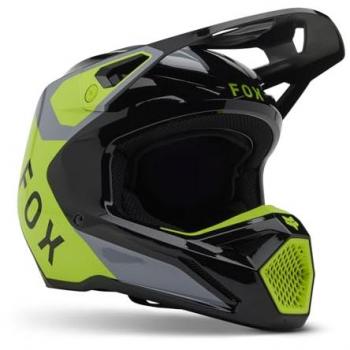 FOX V1 Lean Casco Cross Gris‑Amarillo