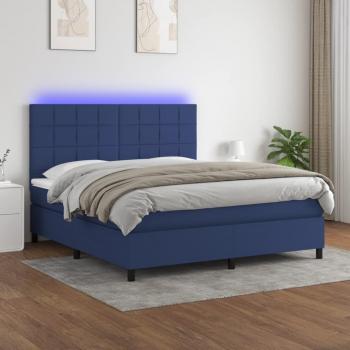 Boxspringbett mit Matratze und LED-Lichtern 160x200 cm in Blau