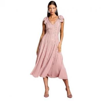Riverbank Blush Bow-Sleeve Midi