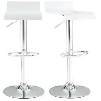 Sgabelli bar design SURF V2 in legno bianco e acciaio cromato