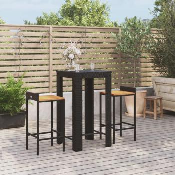 Set Bar Esterno 3 Pezzi in Polyrattan e Legno Massello di Acacia