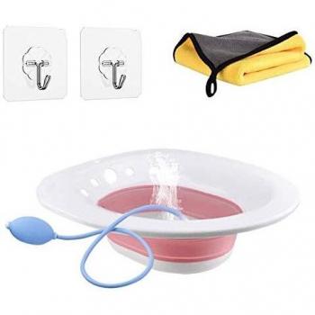 Foldable Sitz Bath with Flusher for Toilet Seat